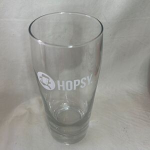 Hopsy Beer Glass Clear 16 Oz 2 3/4 Round 6 1/4 Tall White Lettering
